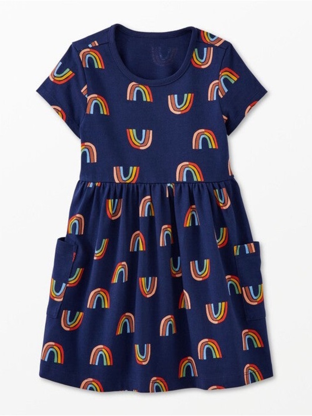 Hanna Andersson Navy Rainbow Pocket Dress 4T